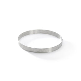 Straight edge perforated tart ring in stainless steel- Ø18.5cm H 2-D2242