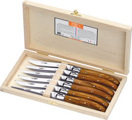 Steak Knives blade 2,5 MM Set With Olivewood Handles (6 pcs) \ 0987302 -I322
